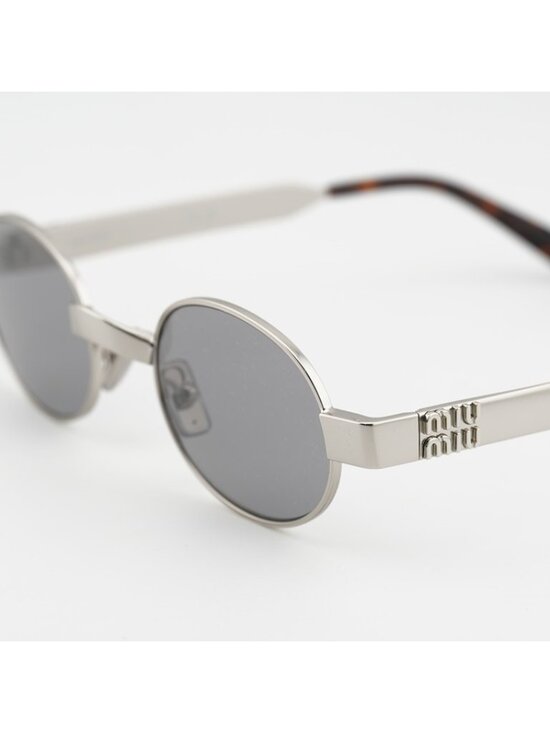 Miu Miu MUB51S 21M50Q Sunglasses Old Silver Oval Frame, Grey Lenses main image 8